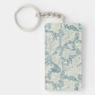 Llavero William Morris Wallflower damasco azul floral