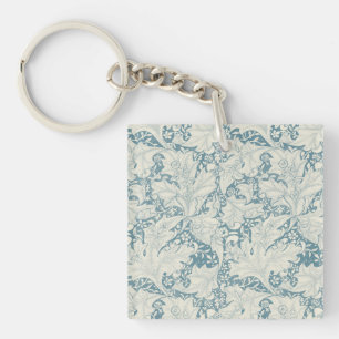 Llavero William Morris Wallflower damasco azul floral