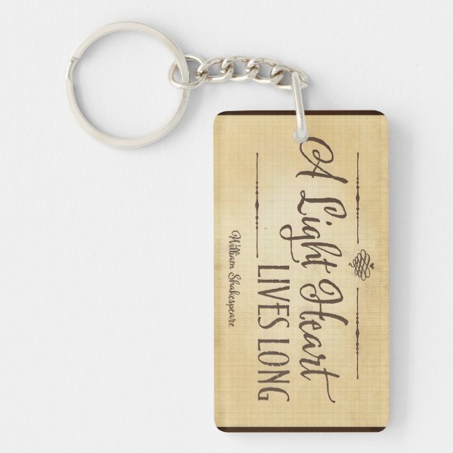 Llavero William Shakespeare cita Inspiradora larga en vivo (Frente)