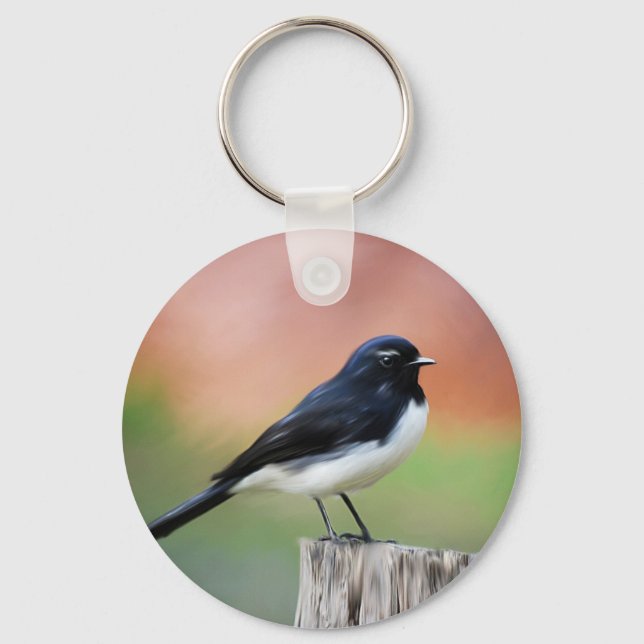 Llavero Willy Wagtail - Australian Bird Art (Anverso)
