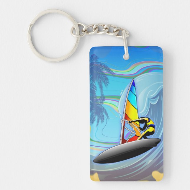 Llavero WindSurfer en Ocean Waves Keychain (Frente)