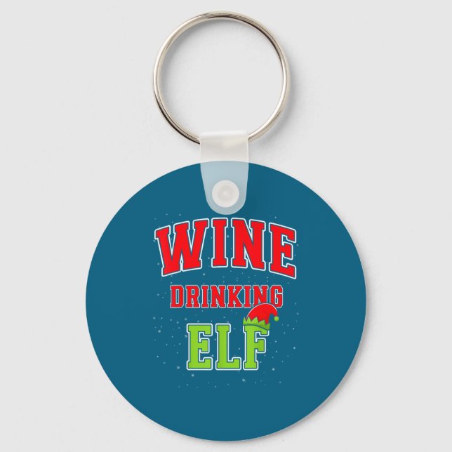 Llavero Wine Drinking Elf Christmas Family Matching Group  (Anverso)