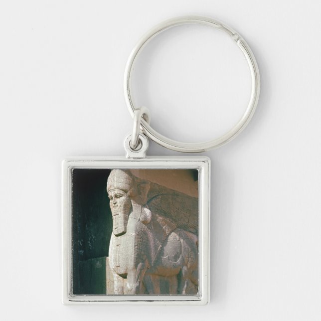 Llavero Winged humano-dirigió el toro, período Neo-Asirio (Frente)