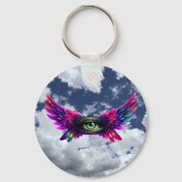 Llavero Winged Protection Eye – Round Intention Keychain