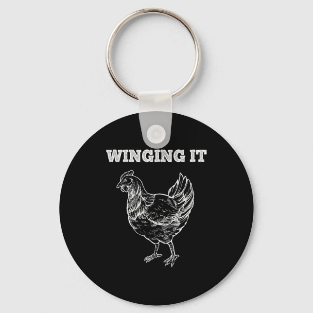 Llavero Winging It Funny Chicken Wings Lovers Quote  (Anverso)