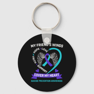 Llavero Wings Heart Verde azulado Amigo Morado Concientiza