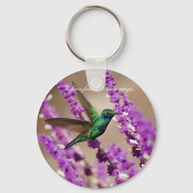 Llavero Wings of Faith Sparkling Violet-ears Hummingbird (Anverso)