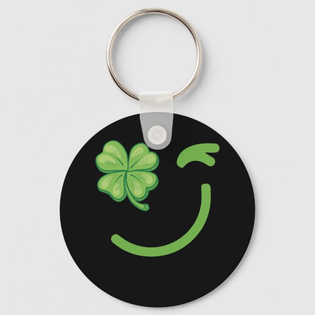 Llavero Winking Lucky Four Leaf Clover St Patricks Day (Anverso)