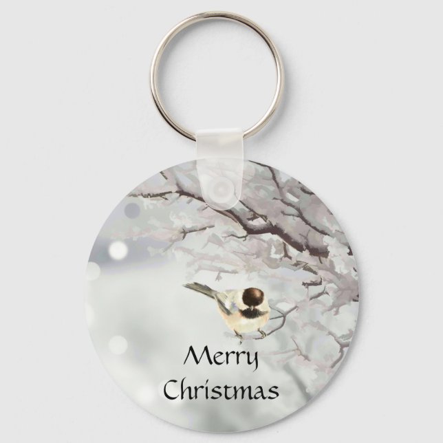 Llavero Winsty Tree Chickadee Bird Nombre personalizado (Anverso)