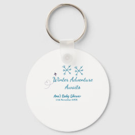 Llavero Winter Adventure awaits baby shower blue snowflake