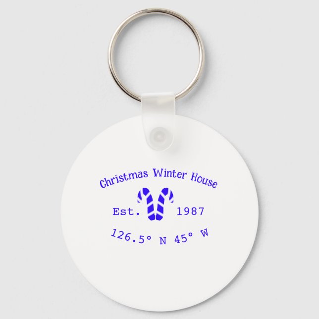 Llavero Winter Christmas house blue candy canes est. Year  (Anverso)