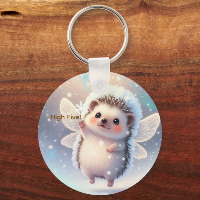 Llavero Winter Fairy Hedgehogs  – Cute Snowflake  (Reverso )