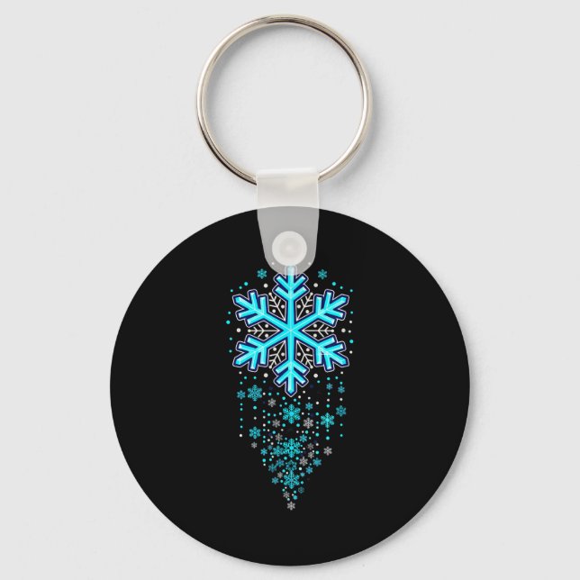 Llavero Winter Holiday Apparel - Blue Snowflake Cascade, I (Anverso)