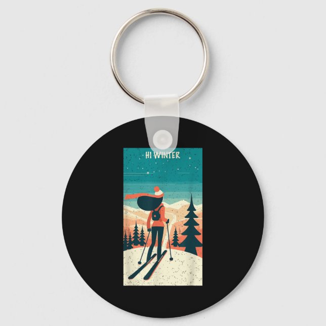 Llavero Winter Holiday Ski Christmas X-mas Skiing Skier Wo (Anverso)