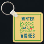 Llavero Winter Kisses And Snowflake Wishes-51963<br><div class="desc">Cozy winter quote design featuring “Winter Kisses And Snowflake Wishes.” Perfect for holiday gifts,  Christmas outfits,  and seasonal winter apparel. (Design code-51963).</div>