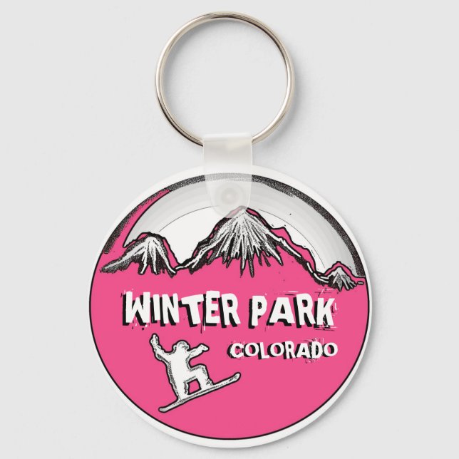 Llavero Winter Park Colorado tema de snowboard (Anverso)