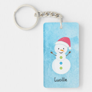 Llavero Winter Snowman con nombre y Papá Noel