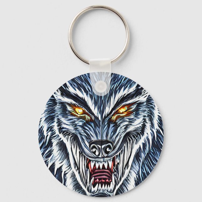 Llavero Winter Werewolf Fantasy Oscuro arte de terror (Anverso)
