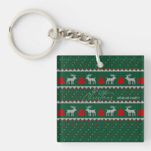 Llavero Winter Wonderland,Reindeer Pine Tree Green