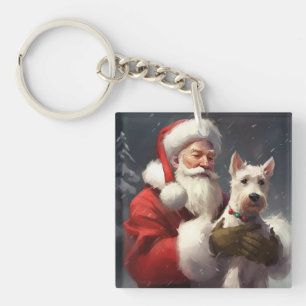 Llavero Wire Fox Terrier Papá Noel Navideño