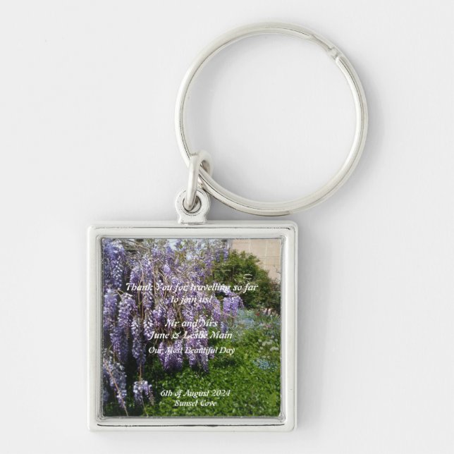 Llavero Wisteria Wedding Thank You Gift Favor Keychain (Frente)