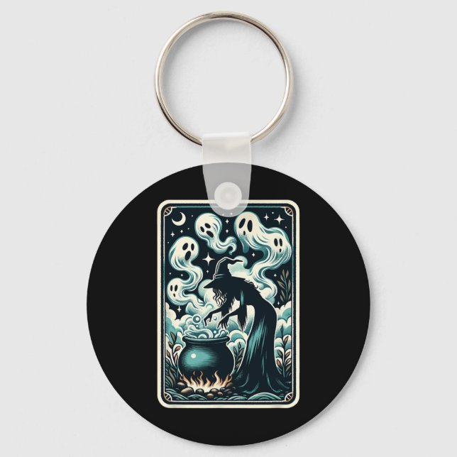 Llavero Witch Ghost Cauldron Gothic Supernatural Tarot Car (Anverso)
