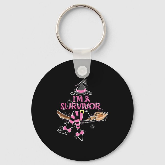 Llavero Witch Im A Survivor Halloween Breast Cancer Awaren (Anverso)