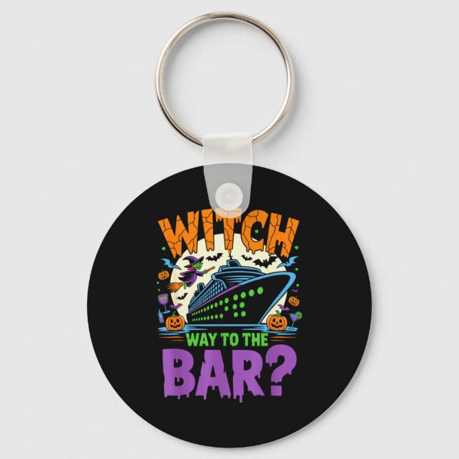 Llavero Witch Way To The Bar Funny Halloween Cruise  (Anverso)