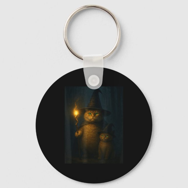 Llavero Wizard Cat Weird Funny Halloween Cat Meme  (Anverso)