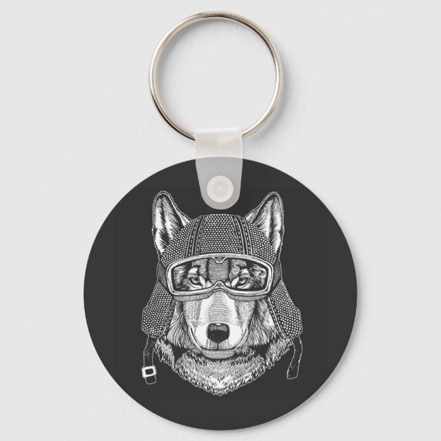 Llavero Wolf Dog Motorcycle Rider (Anverso)