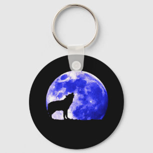 Llavero Wolf Howling en la Luna