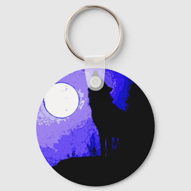 Llavero Wolf Howling en la Luna (Anverso)