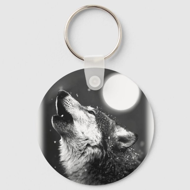 Llavero Wolf Howling en la Luna (Anverso)