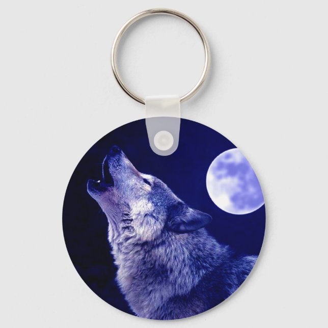 Llavero Wolf Howling en la Luna (Anverso)