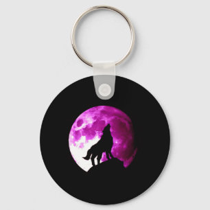 Llavero Wolf Howling en la Luna