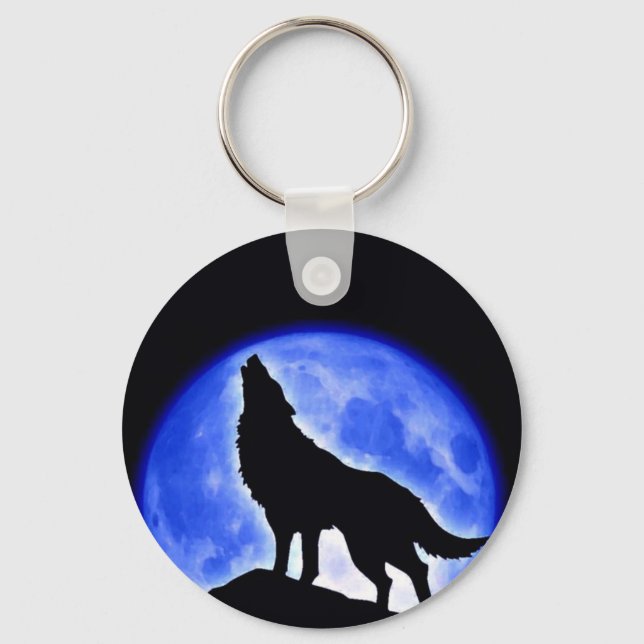 Llavero Wolf Howling en la Luna (Anverso)