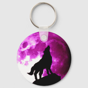 Llavero Wolf Howling Silhouette en la luna