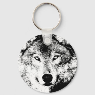 Llavero Wolf - Keychain de imágenes de tinta creativa en b