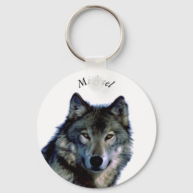 Llavero Wolf Portrait Your Name Personalizado (Anverso)