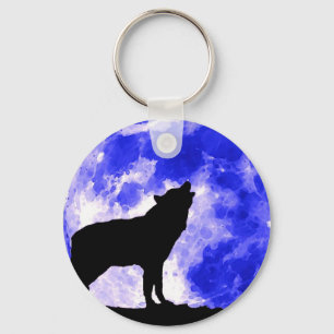 Llavero Wolf Silhouette & Blue Moon Keychain