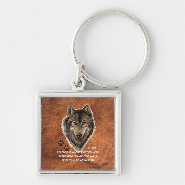Llavero Wolf, Wolves Animal Totem, Nature Guide (Frente)