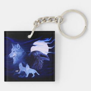 Llavero Wolf y Raven con luna llena