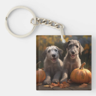 Llavero Wolfhound Puppy Calabaza deslumbrante de otoño
