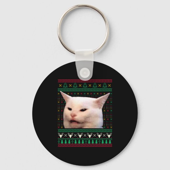 Llavero Woman Yelling At A Cat Ugly X-mas Sweaters Funny M (Anverso)