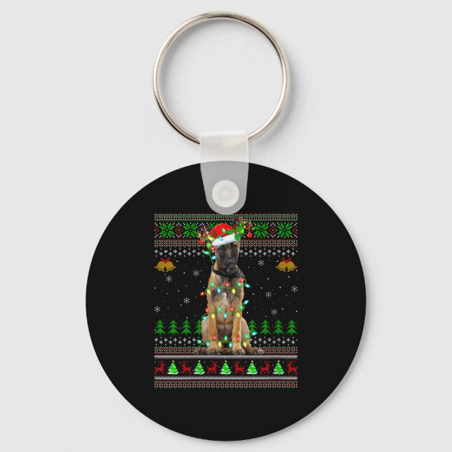 Llavero Womens Belgian Malinois Dog Ugly Christmas Sweater (Anverso)