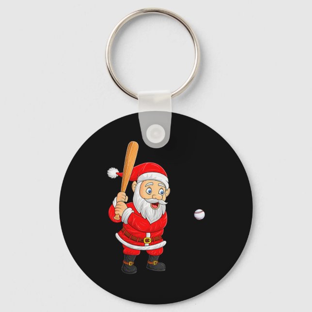 Llavero Womens Christmas Santa Playing Baseball Xmas Funny (Anverso)