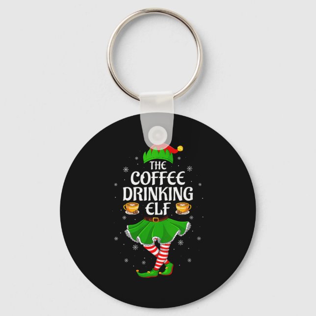 Llavero Womens Coffee Drinking Elf Christmas Girls Women E (Anverso)