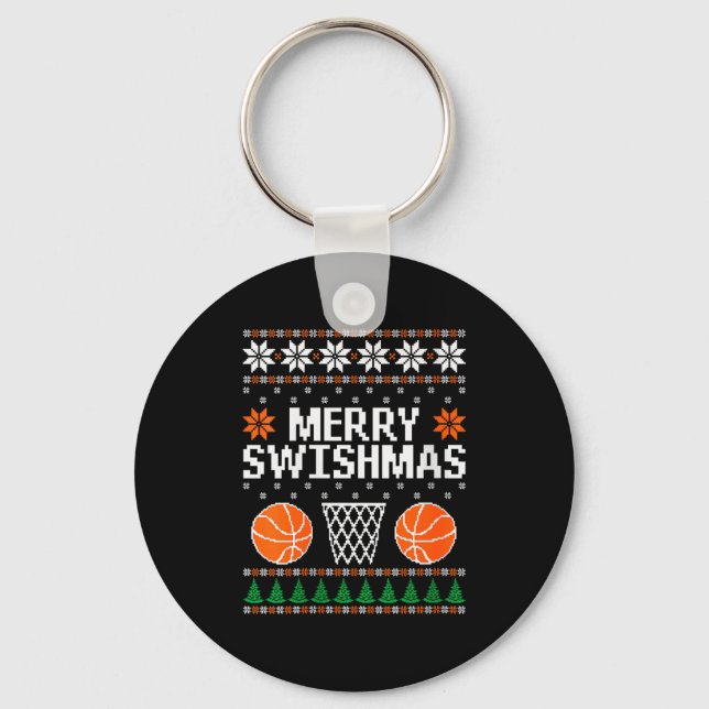 Llavero Womens Funny Merry Swishmas Xmas Basketball Ugly C (Anverso)
