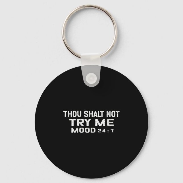 Llavero Womens Funny Quote Graphic Thou Shalt Not Try Me,  (Anverso)
