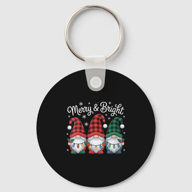 Llavero Womens Gnomes Merry And Bright Christmas Lights Bu (Anverso)
